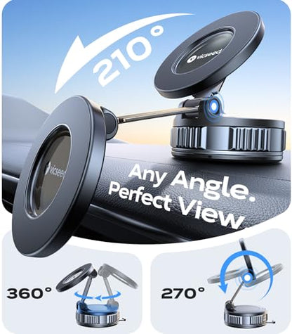 VICSEED Upgraded Car Phone Holder for Magsafe Car Mount [Strongest Suction] - color: Translucent Black