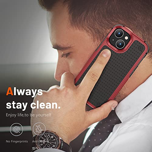 Designed for iPhone 14 Case iPhone 13 Case 2 in 1 Gift Militay Grade Drop Protective Rugged Heavy Duty Cover Shockproof Case for iPhone 14 Phone Case for Women Men boy Girl (Red+Black) - color: Red+Black