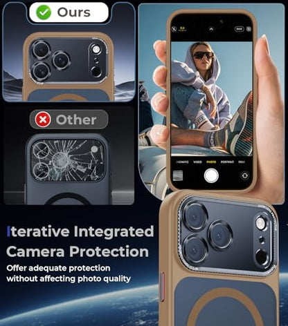 Magnetic for iPhone 17 Pro Max Case with Integrated Camera Protection, [Seamless Work with Magsafe] [Military Grade Shockproof] [Covered Camera Control Button] Case for iPhone 17 Pro Max 6.9'', Brown - color: Brown