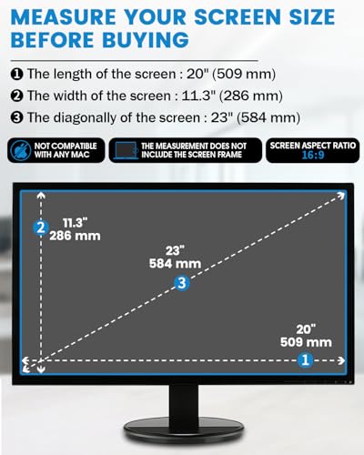 F FORITO 2-Pack 23 inch 16:9 Matte Anti Glare Computer Screen Cover, Anti Glare Eye Protection Film Compatible with All 23" Widescreen Monitors with 16:9 Aspect Ratio (20" W x 11.3" H) Not for 16:10 - size: 23 Inch (Diagonal) - 16:9 Aspect Ratio