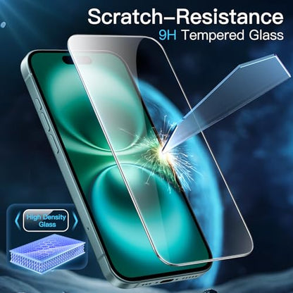 JETech Screen Protector for iPhone 16 Plus, 2-Pack | 9H Tempered Glass, HD Clear, Anti-Scratch Protection, Easy Installation Tool - size: iPhone 16 Plus