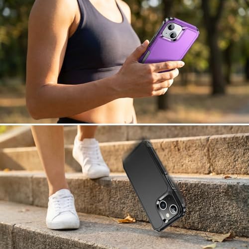 AEDILYS® for Apple Recommend Shockproof iPhone 15 Case,[15 FT Military Grade Drop Protection],with 2X [Kevlar® 9H Glass Screen Protector] (Purple) - color: Purple
