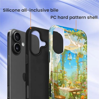 Case for iPhone 16 Plus, Shockproof Hybrid Protective Phone Case, Dual-Layer Drop Protection Anti-Scratch, Sunny Garden - color: Sunny Garden, size: iPhone 16 Plus