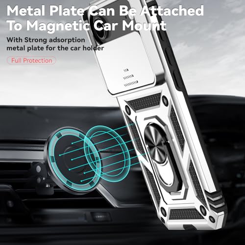 for iPhone Air Case, with Slide Camera Cover HD Screen Protector [Military Grade 16ft. Drop Tested] Ring Holder Kickstand Protective Phone Case for Apple iPhone Air 2025, Silver - color: Silver w/ Slide Camera 2nd gen. Military Grade