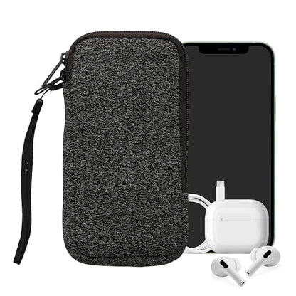 kwmobile Universal Phone Pouch Size XXL - 7" - Neoprene Smartphone Pouch with Zip - Water-Repellent Mobile Phone Case - Sleeve in Anthracite/White - color: anthracite / white, size: XXL - 7"