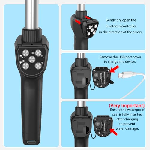 Waterproof Selfie Stick with Phone Case - Professional Underwater Phone Case for with Rechargeable Stick (2th Waterproof Selfie Stick)