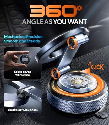 Wigoo Vacuum Magnetic Phone Holder for Car, MagSafe Car Mount, Black - color: Black