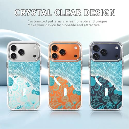 VisEnt Clear Case for iPhone 17 Pro Max, Magnetic Phone Case, Transparent Slim Cover, Military Grade Protection, Shockproof, Anti-Yellowing, Scratch Resistant, Ocean Wave Shell - color: Ocean Wave Shell, size: Iphone 17 Pro Max