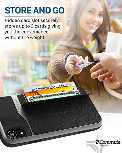 VENA iPhone XR Wallet Case, vCommute (Military Grade Drop Protection) Flip Leather Cover Card Slot Holder with Kickstand, Designed for Apple iPhone XR - Space Gray - color: Black, size: iPhone XR