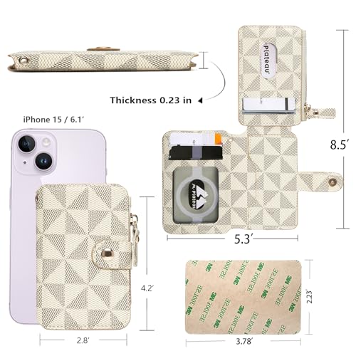 Phone Wallet Stick On, Credit Card Holder for Women Attachable 3M Sticker | Card Holder for Phone case Stick on Attachable Credit Card Holder for Phone (Compatible with Most Smartphones) (off White) - color: off White