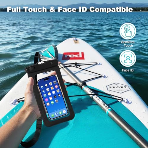HEYSONG Waterproof Phone Pouch with Touch Screen, Secure Phone Protector for Beach, Kayaking & Water Activities, Fits Large Phones