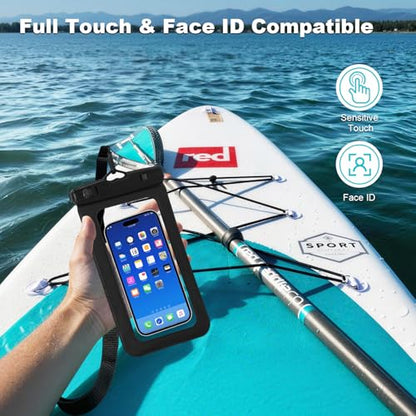 HEYSONG Waterproof Phone Pouch with Touch Screen, Secure Phone Protector for Beach, Kayaking & Water Activities, Fits Large Phones