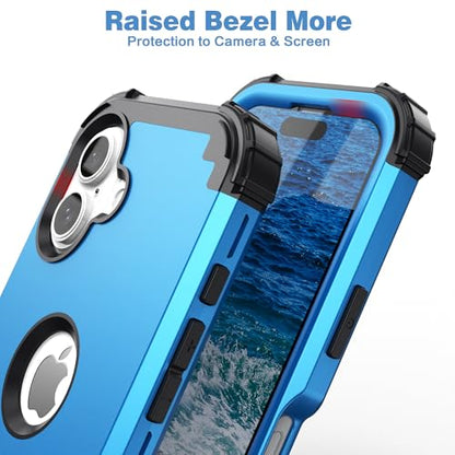 IDweel for iPhone 17 Case with Screen Protector for Women, 3 in 1 Shockproof Slim Fit Hybrid Heavy Duty Hard PC Cover Soft Silicone Bumper Full Body Anti-Fingerprint Case, Sky Blue - color: Sky Blue