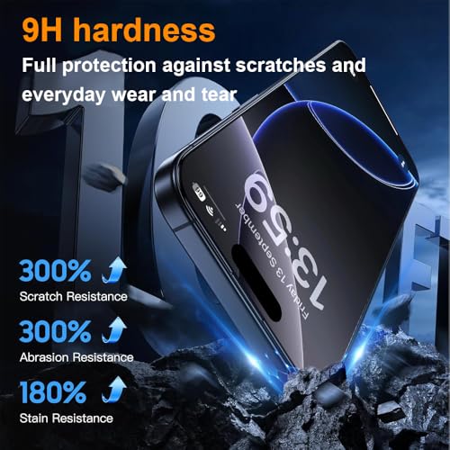 OneFish Privacy Screen Protector for IPhone 14 Plus/13Pro Max Anti-Spy Tempered Glass Dust-Free Bubble-Free Anti-Fingerprint 9H Scratch Protection & Hassle-Free Installation Frame [2-Pack] - size: 13 Pro Max/14 Plus