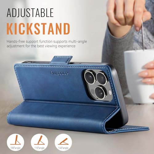 Wallet Case for iPhone 16 Pro Max RFID Blocking Credit Card Holder Magnetic Closure Kickstand PU Leather Flip Phone Case Shockproof TPU Inner Protective Cover 6.9'' Blue - color: Blue, size: iPhone 16 Pro Max