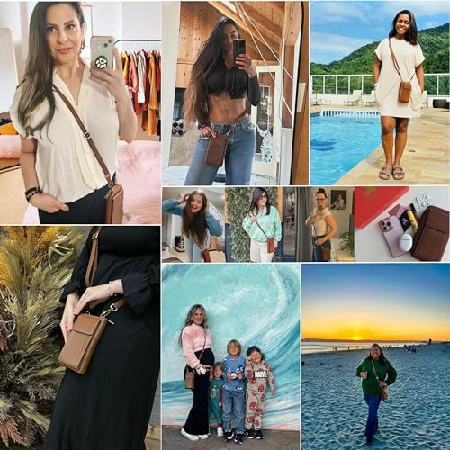 BULL GUARD Crossbody Bag for Women, Leather Phone Wallet Purse with Adjustable Anti Theft Strap & RFID Blocking 12 Card Slots - color: Rich Mocha Brown - Small