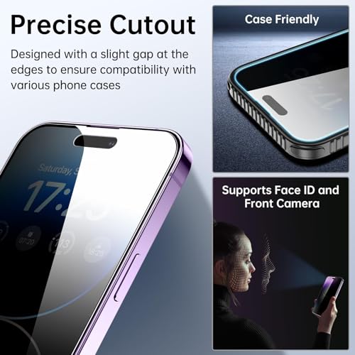 SYNCWIRE Privacy Screen Protector for iPhone 14 Pro Max with Easy Installation Kit, [Military-Grade Protection] 9H Shatterproof Full Coverage Anti-Spy Tempered Glass, 6.7 inch [2-Pack] - size: iPhone 14 Pro Max