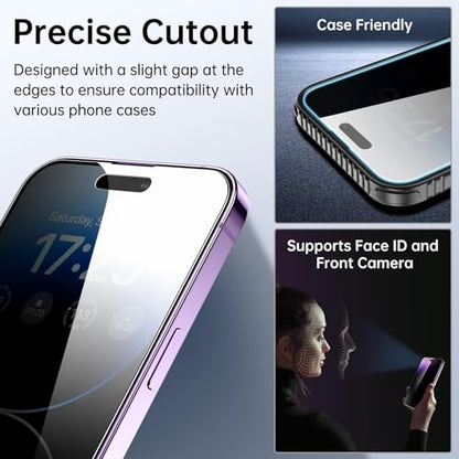 SYNCWIRE Privacy Screen Protector for iPhone 14 Pro Max with Easy Installation Kit, [Military-Grade Protection] 9H Shatterproof Full Coverage Anti-Spy Tempered Glass, 6.7 inch [2-Pack] - size: iPhone 14 Pro Max