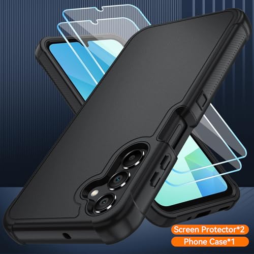 for Samsung Galaxy A16 5G Case : 3-Layer Shockproof Phone Cover with HD Screen Protector,Hybrid Protective Military-Grade Drop Protection for Galaxy A16 5G Phone Case (Black/Black) - color: Black/Black