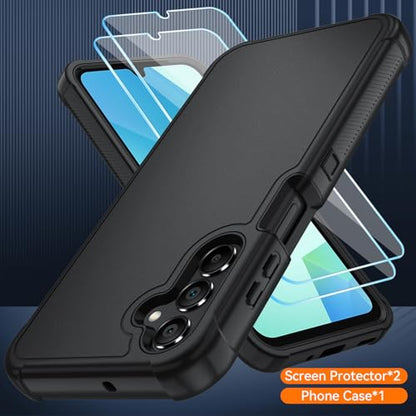 for Samsung Galaxy A16 5G Case : 3-Layer Shockproof Phone Cover with HD Screen Protector,Hybrid Protective Military-Grade Drop Protection for Galaxy A16 5G Phone Case (Black/Black) - color: Black/Black