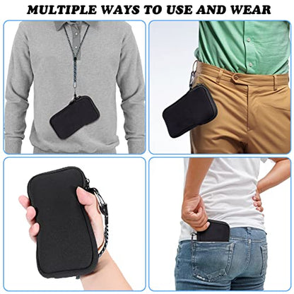 Pwsap Phone Sock, Universal Shock & Impact Resistant Neoprene Pouch with Carabiner and Lanyard Strap Sleeve Case for Hiking & Travelling Phone Bag Fits Phones up to 7 Inches, Black, M - color: Black, size: M