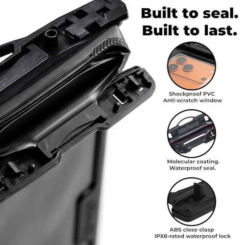 SEAWAG Waterproof Phone Pouch that Cannot Sink, IPX8 Floating Foam Case up to 7.5in PRO Underwater Dry Bag for iPhone & Samsung, Touchscreen, Lanyard, Snorkeling Boating Black