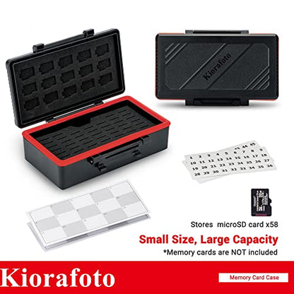 Kiorafoto 58 Slots MicroSD Card Case w Extra Storage Space Under the Bottom - color: for 58 Micro SD