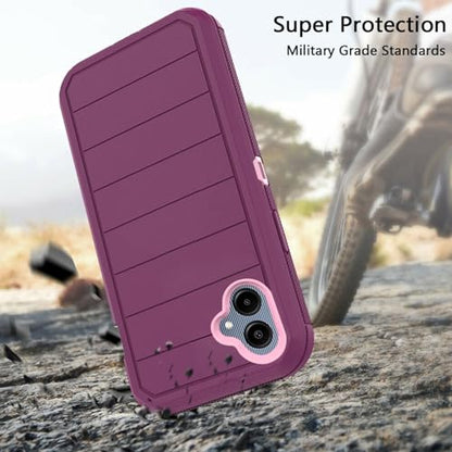 Asuwish Phone Case for Samsung Galaxy A06, Military Grade Shockproof Hybrid Cell Cover, Full Body Heavy Duty Rugged Hard Protective Mobile Accessories Ao6 A 06 Women Men Purple