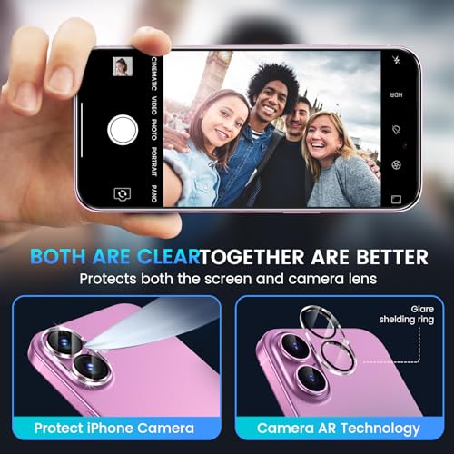 Fotbor for 3Pack iPhone 16 Screen Protector with 3Pack Camera Lens Protector, 9H+ Tempered Glass Easy Installation Kit, Case Friendly iPhone 16 - size: iPhone 16-6.1 inch
