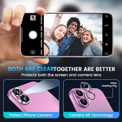 Fotbor for 3Pack iPhone 16 Screen Protector with 3Pack Camera Lens Protector, 9H+ Tempered Glass Easy Installation Kit, Case Friendly iPhone 16 - size: iPhone 16-6.1 inch