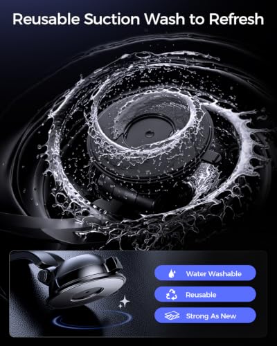 PISEN Dashboard Car Phone Mount - One Press Lock Dash Phone Holder for Car, 360° Rotating One-Button Release Dash Car Phone Holder, Strong Suction Dashboard Car Phone Mount for Most Smartphone (Black)