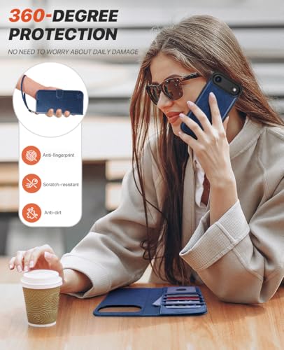 OCASE for iPhone Air Detachable Wallet Case with Card Holder, 2 in 1 PU Leather Flip Folio with RFID Blocking Stand Wrist Strap Shockproof Phone Cover 6.5 Inch 2025, Blue - color: Blue, size: iPhone Air