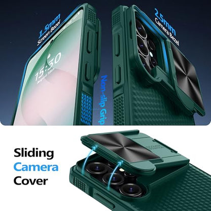 Magnetic for Samsung Galaxy S26 Ultra Case-Green | [Slide Camera Cover][Kickstand][Compatible with MagSafe] Military Drop Protection Phone Case for Galaxy S26 Ultra - color: Green