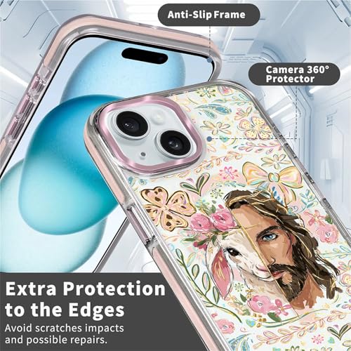 VisEnt Clear Case for iPhone 15, Magnetic Phone Case, Transparent Slim Cover, Military Grade Protection, Shockproof, Anti-Yellowing, Scratch Resistant, Christian Jesus Lamb - color: Christian Jesus Lamb, size: Iphone 15
