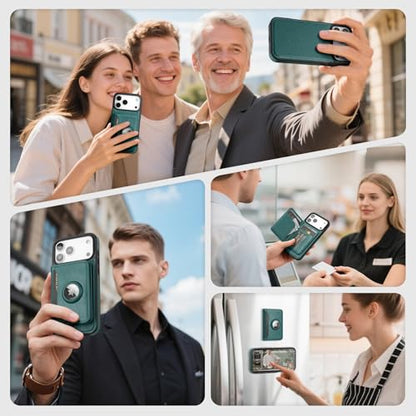 Antsturdy Compatible with MagSafe iPhone 17 Pro Wallet Case,Blue Green - color: Blue Green, size: iPhone 17 Pro - 6.3"