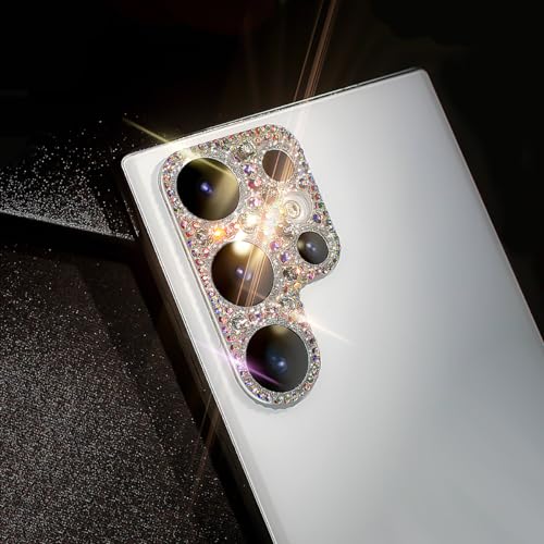Bling Diamond Camera Lens Protector Compatible with Samsung Galaxy S22 Ultra, Metal Glitter Gem Camera Cover，9H Tempered Glass lens full Screen Sparkle Rhinestone Protector - size: Samsung Galaxy S22 Ultra