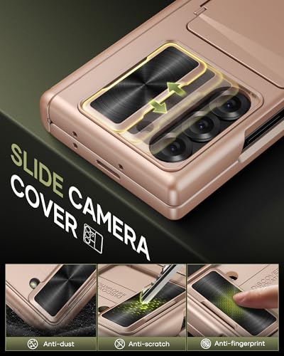 for Samsung Galaxy Z Fold 6 Case with Card Holder, Rose Gold - color: Rose Gold