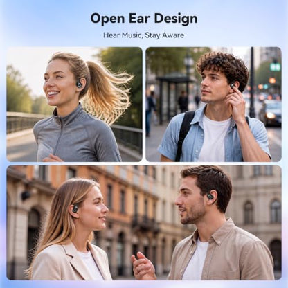 TECKNET Open Ear Headphones, Wireless Earbuds with Ear Hooks, Black - color: Black