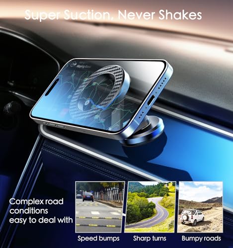 JUHOO Upgrade Phone Holder for car Magnetic rotatable and Retractable car Phone Holder Mount Dashboard Mount Fit for iPhone 15 14 13 12 Pro Max Plus Mini & All Smartphone - color: Gray