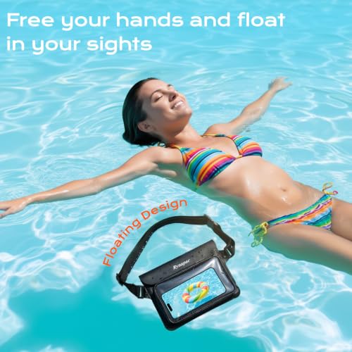 IPX8 Waterproof Fanny Pack, [Up to 8.5"] Waist Bag for Women, Floating Phone Pouch Dry Bag for iPhone 17 16 15 Pro Max, Passport, Wallet, Card, Travel Beach Kayaking Boating Essentials, 2 Pack - color: Black + Black