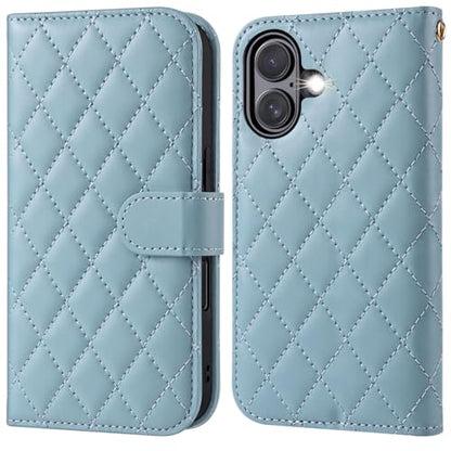 OCASE for iPhone 17 Wallet Case, Card Holder, Diamond Check Blue | RFID Blocking, Kickstand, Magnetic Closure, PU Leather Flip Folio, Shockproof TPU Shell, Protective Phone Cover (6.3") 2025 - color: Diamond Check Blue