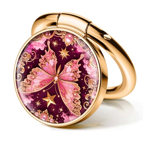 Cell Phone Ring Holder, Cute Phone Ring Grip Stand, 360°Rotation Funny Metal Kickstand Finger Grip Luxury Butterfly - color: Luxury Butterfly
