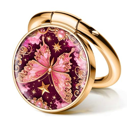 Cell Phone Ring Holder, Cute Phone Ring Grip Stand, 360°Rotation Funny Metal Kickstand Finger Grip Luxury Butterfly - color: Luxury Butterfly