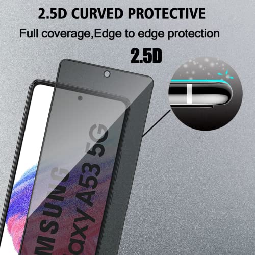 2 Pack Privacy Screen Protector for Samsung Galaxy A53 5G /A52(4G/5G)/ A51, [9H Hardness] HD [Black] Dark Anti Spy Private Tempered Glass Film for Samsung Galaxy A53 5G - size: Samsung Galaxy A53