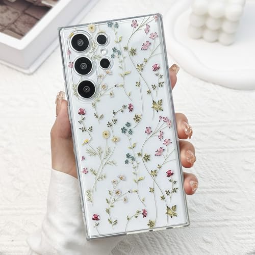 for Samsung Galaxy S26 Ultra Case, Floral Flowers Cute Aesthetic Clear Floral Pattern Case for Women Girls,Transparent Slim Soft Shockproof Cover for S26 Ultra,Flower Branch - color: Flower Branch, size: for Samsung Galaxy S26 Ultra