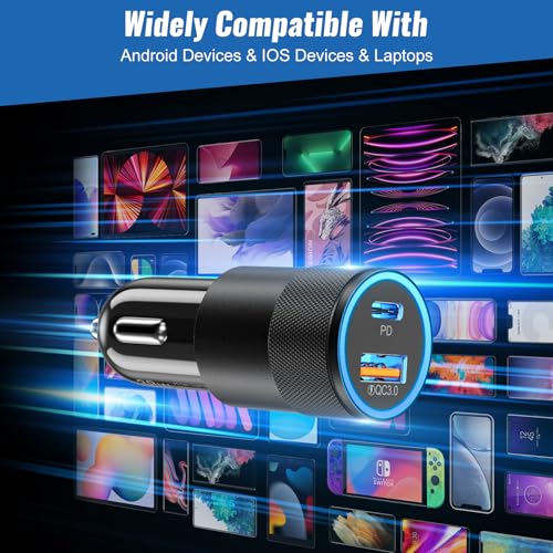 Car Chargers, Dual Ports USB C & USB-A Cigarette Lighter Adapter Multipack, - color: 4-Pack