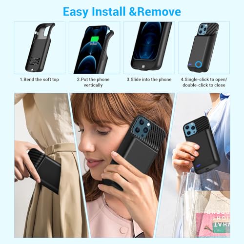 13800mAh High Capacity Battery Case for iPhone 12, 12 Pro (6.1 inch) | 2026 Upgraded Battery Pack Rechargeable Charger External Charging Case with Tempered Glass Screen Protector Black - size: iPhone 12,12 Pro (6.1 inch)