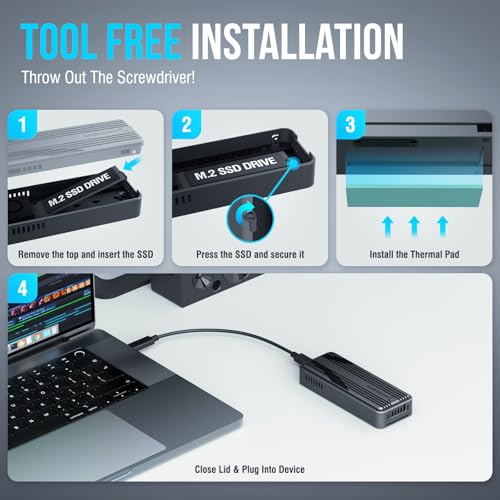 SABRENT USB4 NVMe SSD Enclosure, Tool-Free, 3900MB/s (EC-U4TN) - color: SPACE GREY