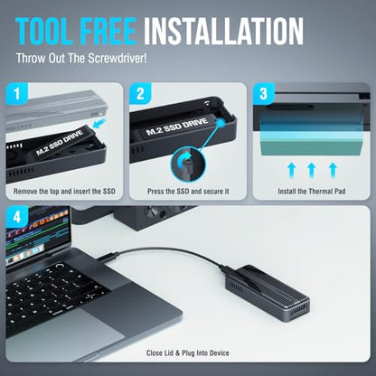 SABRENT USB4 NVMe SSD Enclosure, Tool-Free, 3900MB/s (EC-U4TN) - color: SPACE GREY