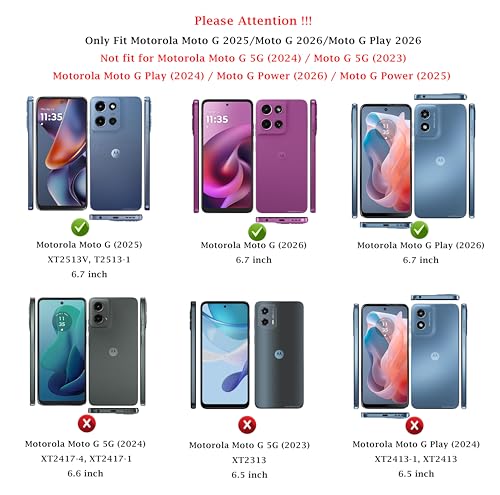 for Motorola Moto G 2025 / Moto G 2026 / Moto G Play 2026 Case, with Slide Camera Cover HD Screen Protector Ring Holder Kickstand Military Grade Protection Drop Tested Protective Phone Case (Purple) - color: Purple with camera cover Military-Grade 2nd gen